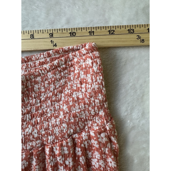 Billabong Floral Smocked Waist Wide Leg Women’s M Pants Orange White Daisy Boho - Picture 5 of 5